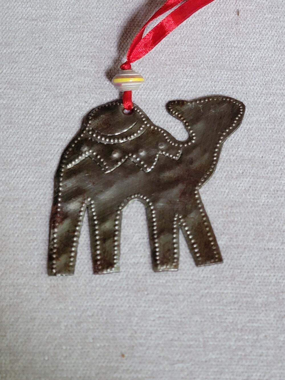 Haitian Steel Drum Handcrafted Camel Christmas Ornament 3 Inch